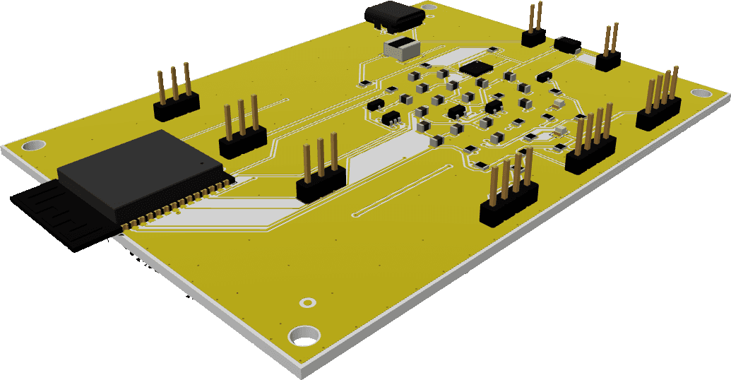 A routed, DRC-clean LiPo-charger PCB designed by Copper Mind, shown in the in-app 3D board viewer.